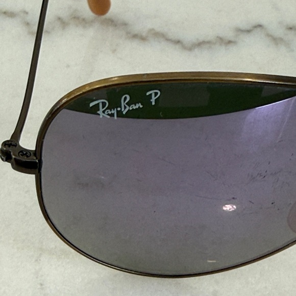 Ray-Ban RB3025 Aviator Large Metal Polarized Purple Mirror 58mm - Picture 4 of 5